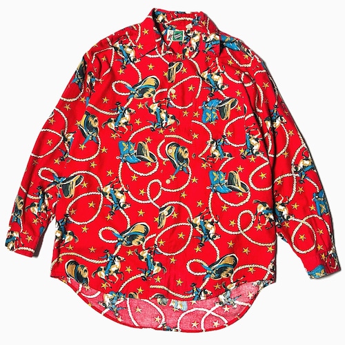 Vintage 80~90's【Johnny Cotton】"Cowboy" Patterned Shirt