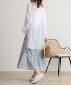 【Emago.】 スカート フラワー 総柄プリント 9分丈