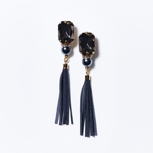 CLEAR BLACK BIJOU TASSEL EARRINGS