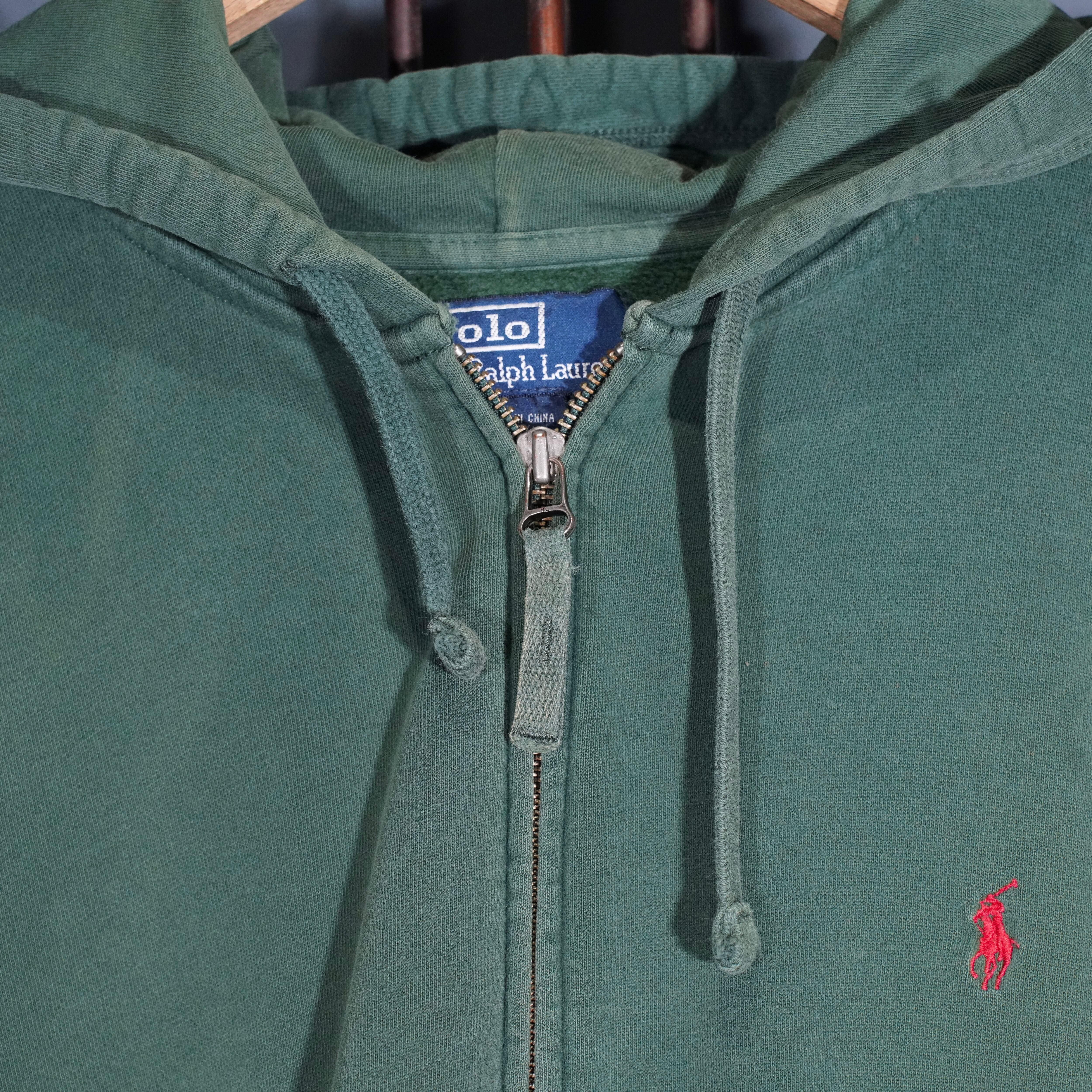 ヴィンテージ ラルフローレン ジップパーカー ネイビー 鬼フェード ホース刺繍 USA VINTAGE Polo by Ralph Lauren HORSE EMBROIDERY FADED DESIGN ZIP