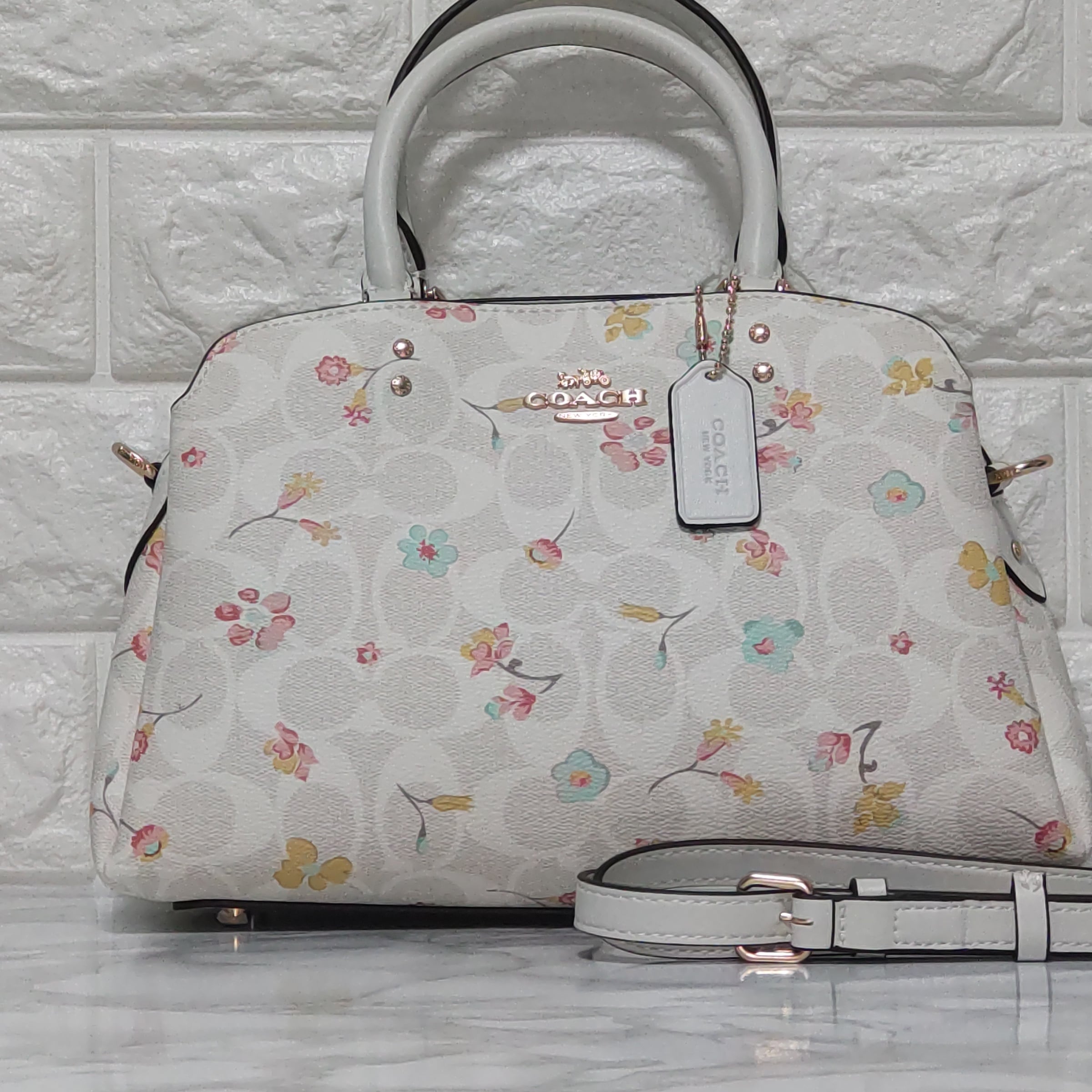 COACH コーチ ショルダーバッグ フローラル フラワー 花 ホワイト 