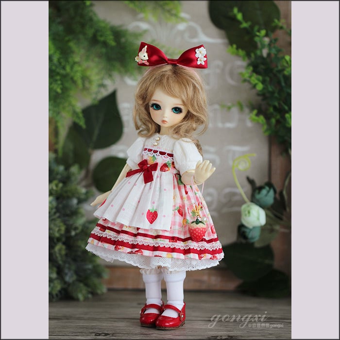 ドール衣装 超可愛い人形用洋服セット 苺柄系 幼sdサイズ人形用 球体関節人形用 Gx手創 Sutekiss