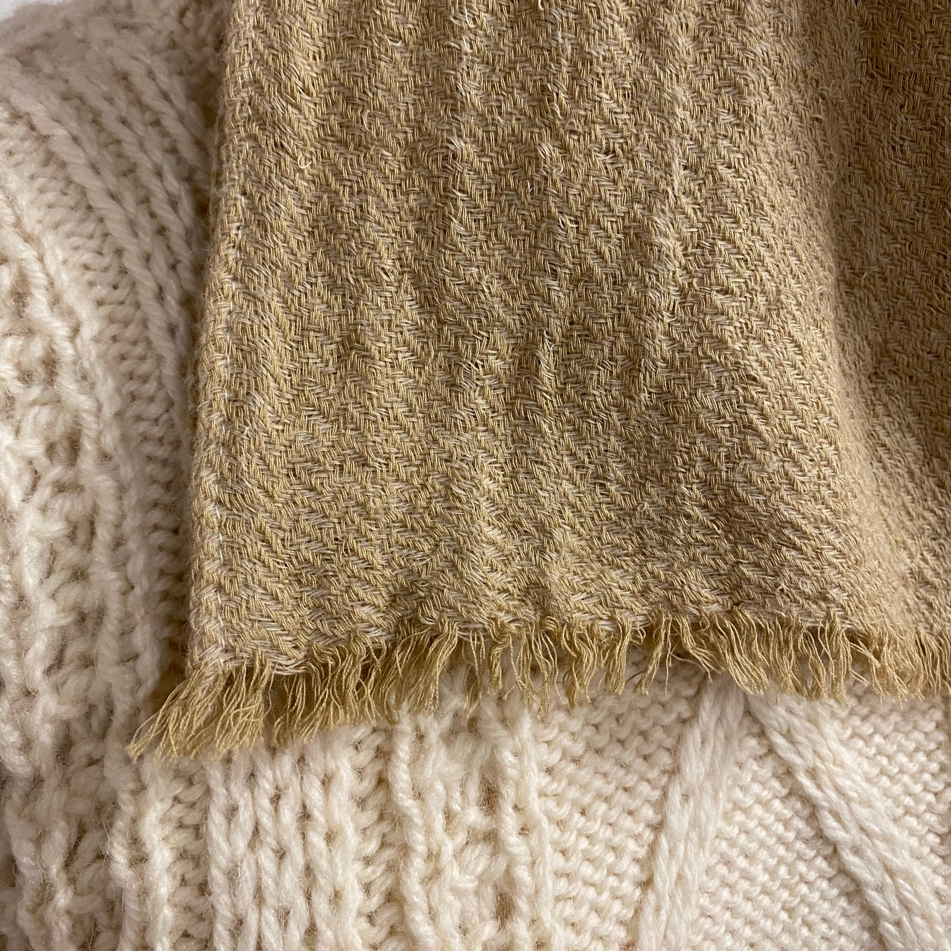 手染め 綿ウールやわらかストール｜スターチス染め（植物染め