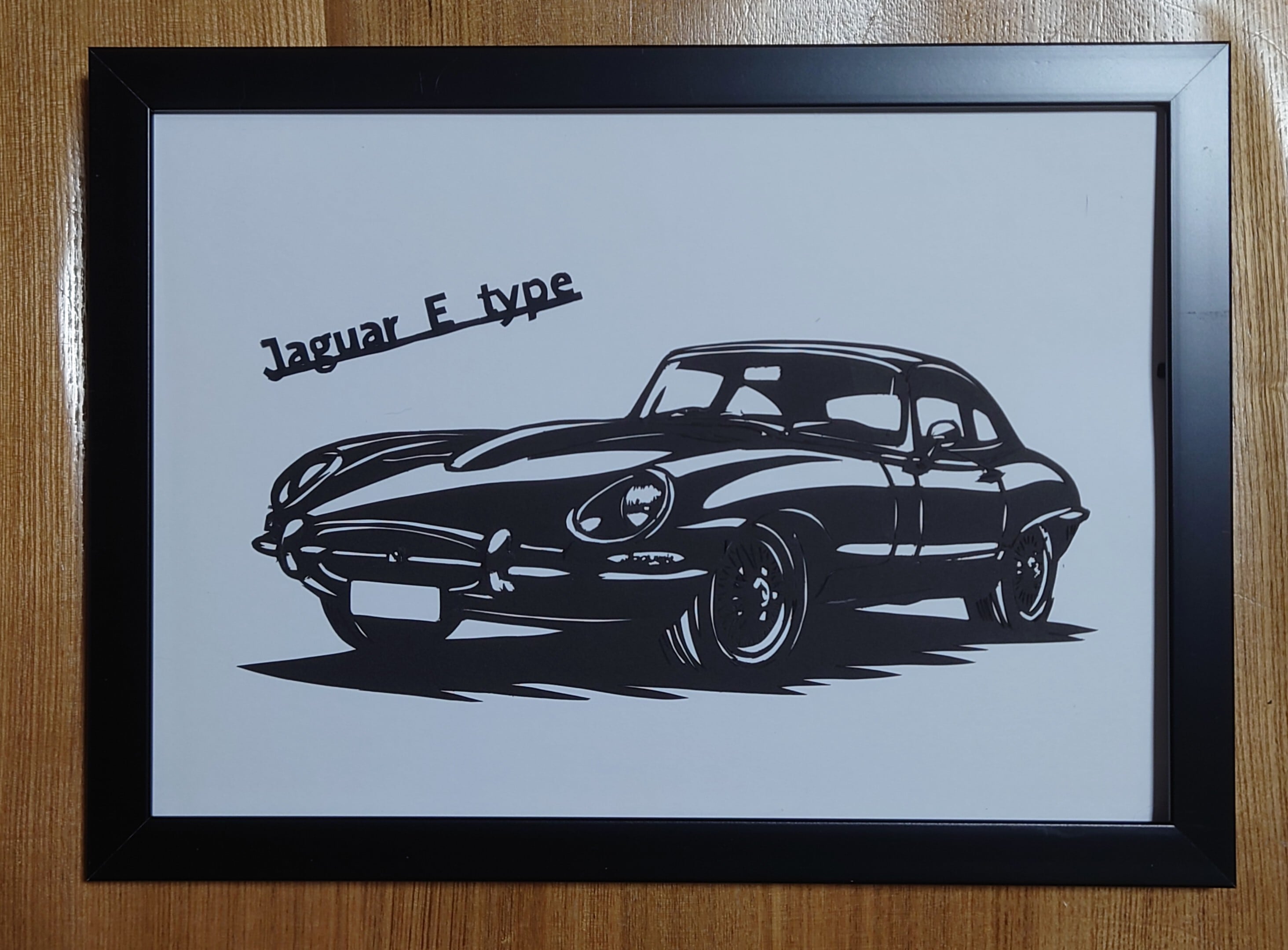 洋画 作者不詳 イニシャルサインY,K 4号板絵 額49×40絵33×24cm 切り絵 フォルクスワーゲン ビートル | Miyu工房 Paper Cutting