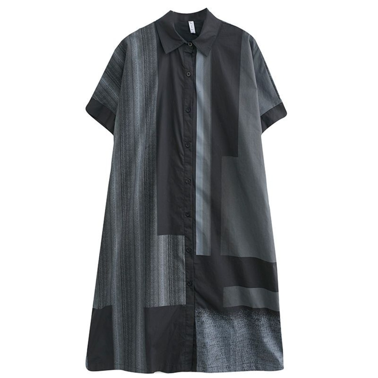 配色パッチワーク シャツワンピース  30006