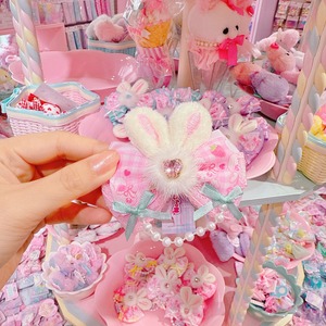 【F7】62-58うさ耳リボンヘアクリップ