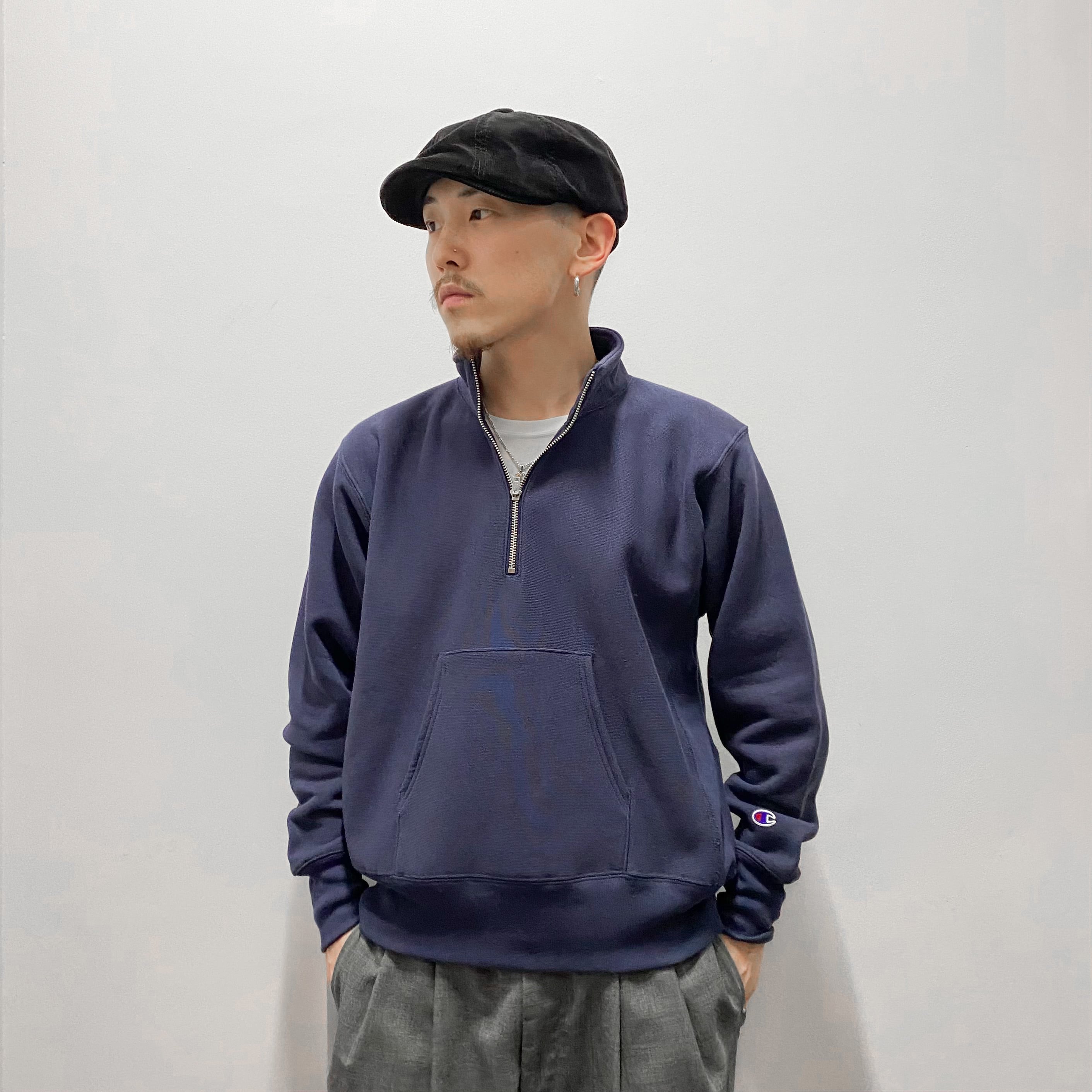 Champion Reverse Weave Half Zip Sweat Shirt - シルバーグレー