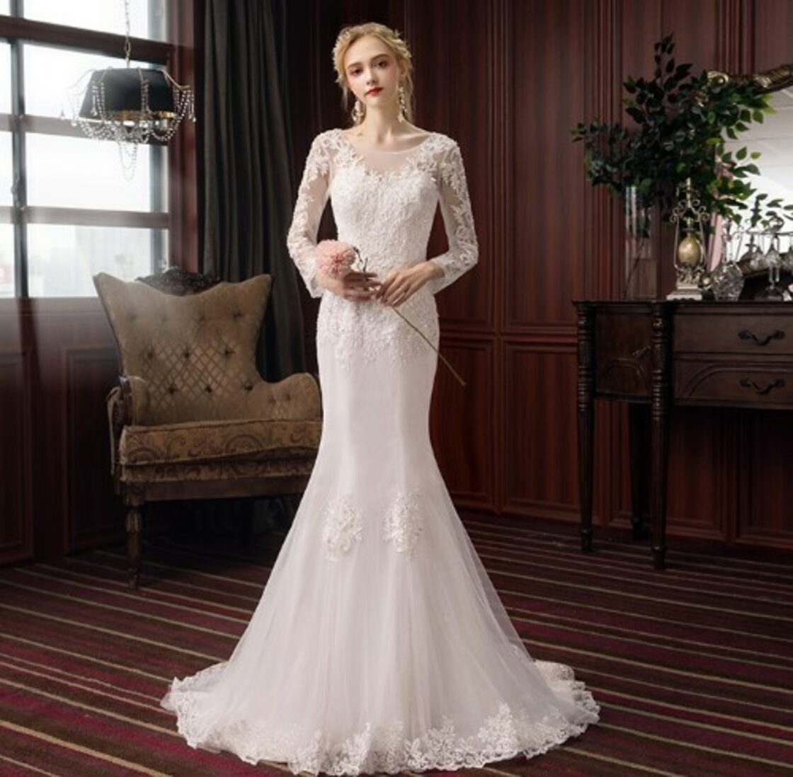 高品質！ ウエディングドレス ホワイト レース マーメイドライン ミニ  