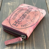 HORWEEN シェルコードバン スタンプ ミドルウォレット バーガンディ