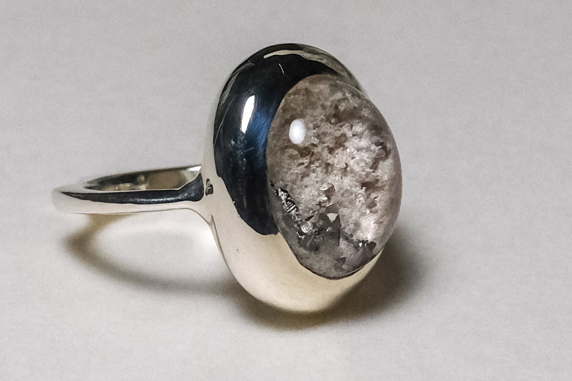 扉 イルメナイトインホワイトガーデンクォーツ リング silver no,293