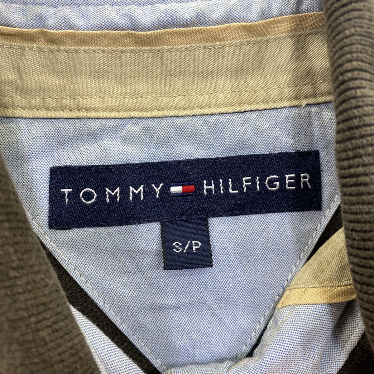 TOMMY HILFIGER 長袖ポロシャツ Sサイズ トミーヒルフィガー ロゴ刺繍 ワンポイント ブラウン 古着卸 アメリカ仕入 t2207-3244