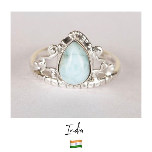 【Made in インド】天然石 ラリマー リング ⁑ Larimar Ring
