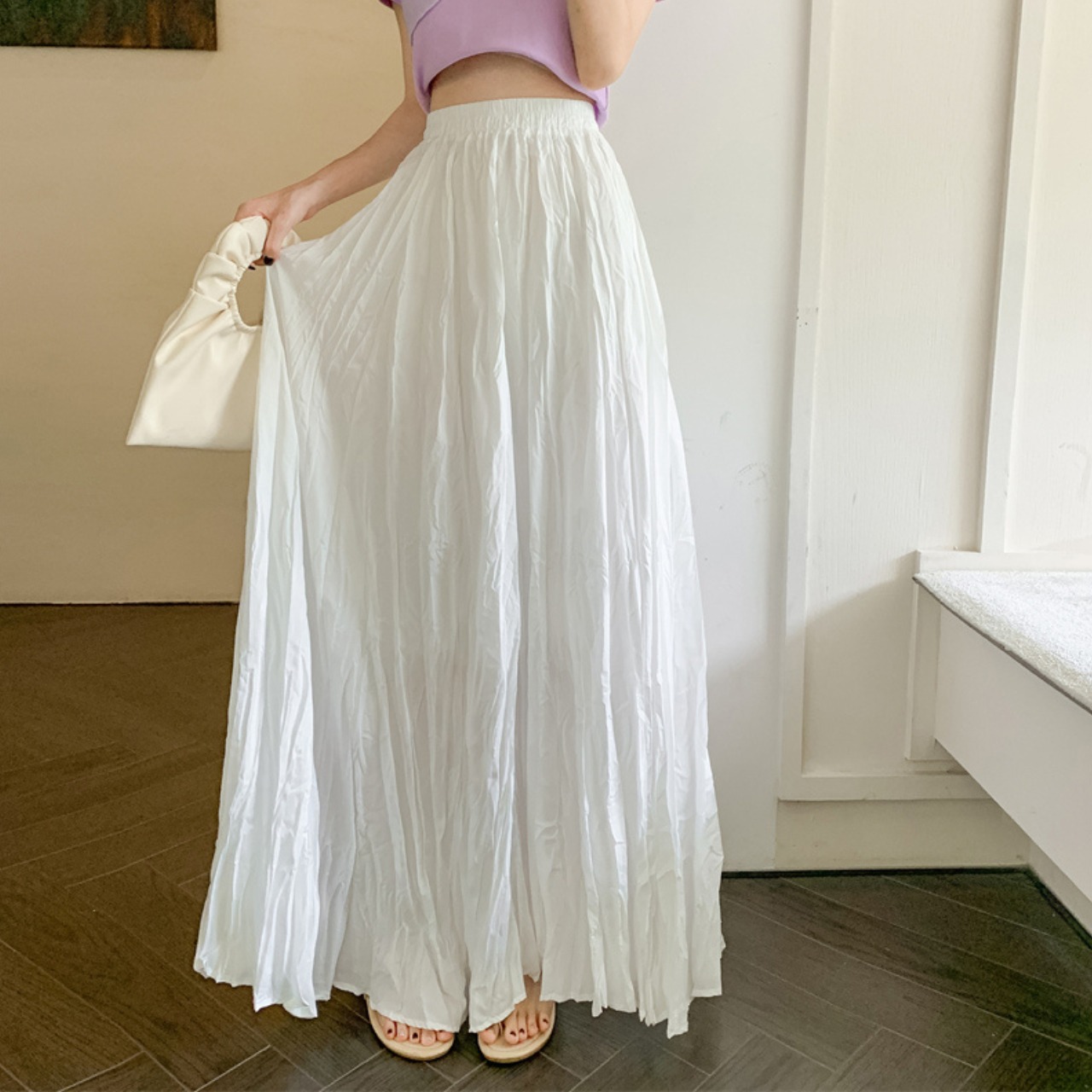 しわ プリーツ ロング スカート 10220