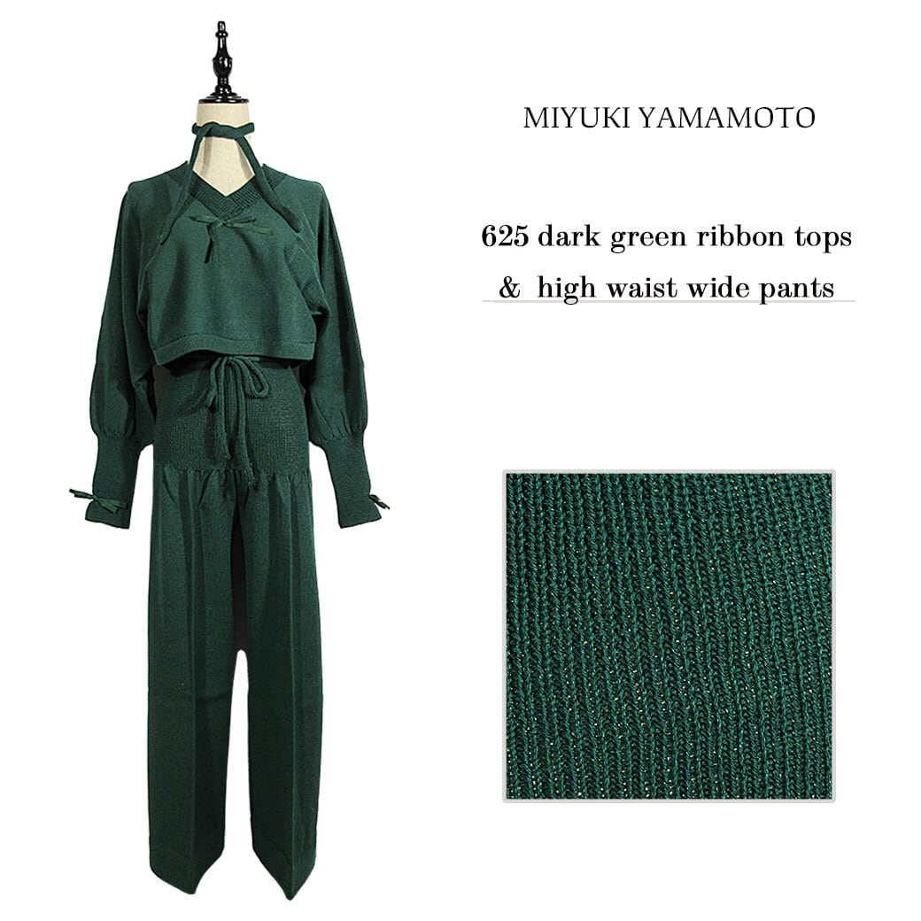 625 dark green ribbon tops / ダークグリーン リボン トップス