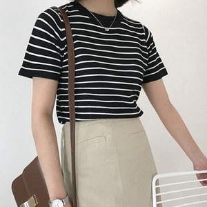 【送料無料】ボーダー Tシャツ カットソー トップス 半袖 ゆったり シンプル カジュアル 大人可愛い シンプル ベーシック お出かけ デート 普段使い デイリー 着回し TP-290IU