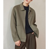 ボタンフロント ヒップ丈ジャケット af0383