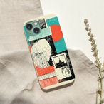 受注生産 iPhoneケース 水色と赤の抽象紙片コラージュ｜ZINEコラージュ ZINE060C