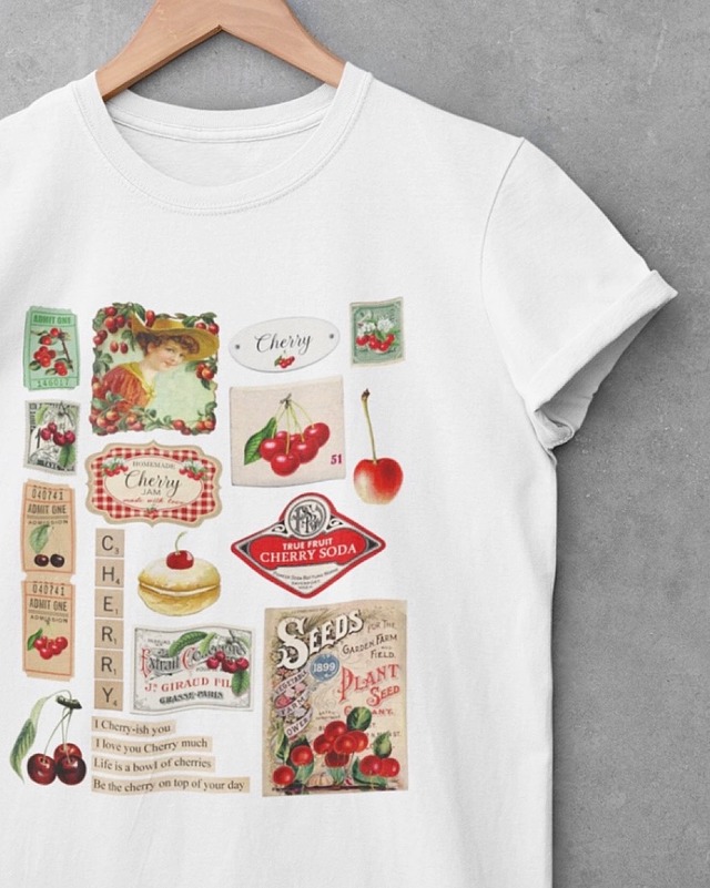 Vintage Cherry Print T-shirt - Ⅱ / ヴィンテージ チェリー プリント Tシャツ