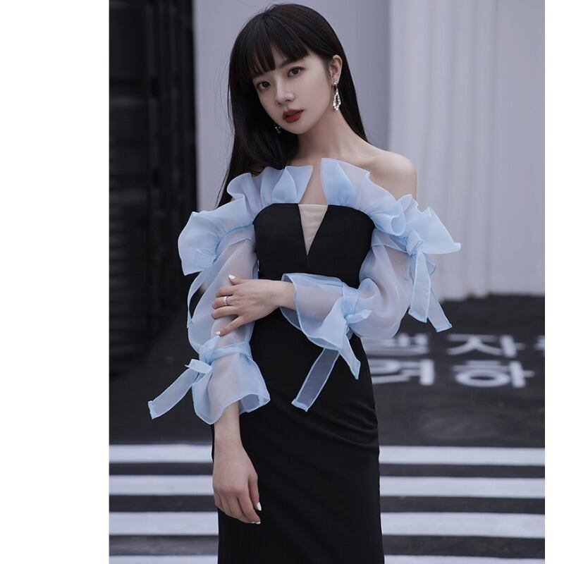 オータムドレス メッシュレディース 秋物 ステッチ ハンチェンe88762197365