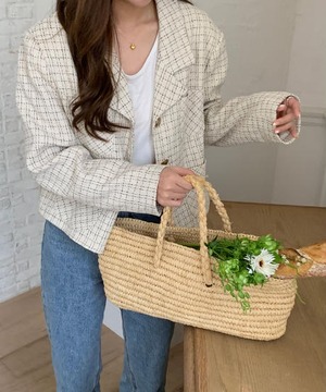 《即納商品》roi check tweed jacket