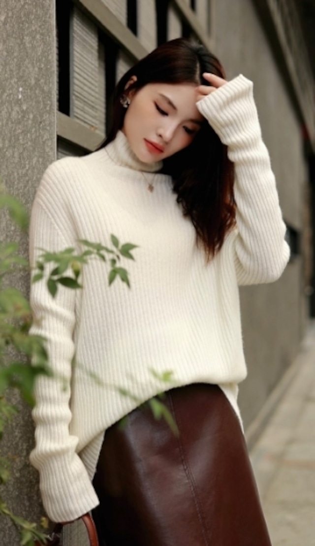 トップス レディース ニット セーター 秋 冬 ミドル丈 普通丈トップス 裾長め お尻カバー ポッコリお腹カバー 長袖 ハイネック ストレート もこもこ 伸縮性 カラバリあり ブラック グレー ホワイト アプリコット キャメル ブラウン パープル バーガンディ 無地 M L 厚手 リブ リゾート 旅行 カラオケ 外出 防寒 暖かい ベーシック シンプル ナチュラル カジュアル フェミニン おしゃれ こなれ感 抜け感 大人可愛い 上質 好感度 10代 20代 30代 40代 50代 休日 デート