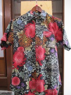 帯シャツ　菊/ダリア柄　レギュラーカラータイプ　【サイズL】