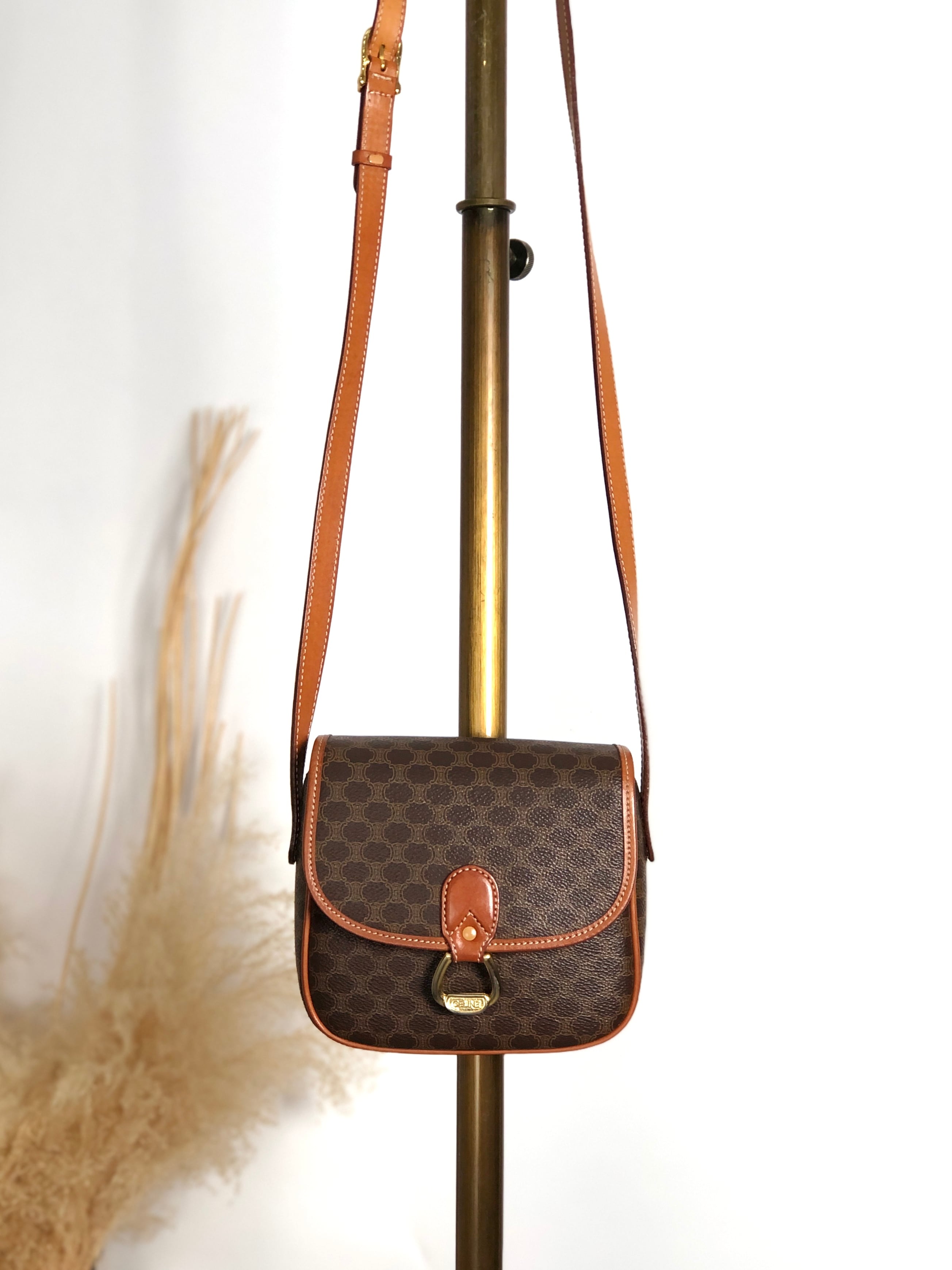 CELINE セリーヌ マカダム ショルダーバッグ ブラウン ホースビット CELINE セリーヌ マカダム ショルダーバッグ ブラウン ホースビット