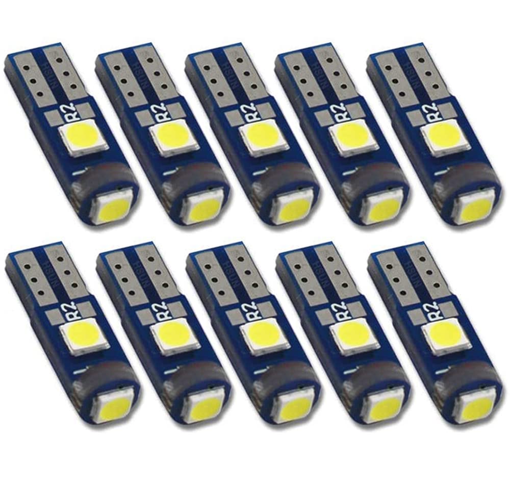 Eseastar T5 74 73 2723 2721 W3W LED バルブ ホワイト 12V車用 メーター球 パネル球 エアコン球 ウェッジ球,ダッシュボード,メーター インパネ エアコンパネル ルーム 汎用 LED電球 マイクロ ランプ ライト、10個セット