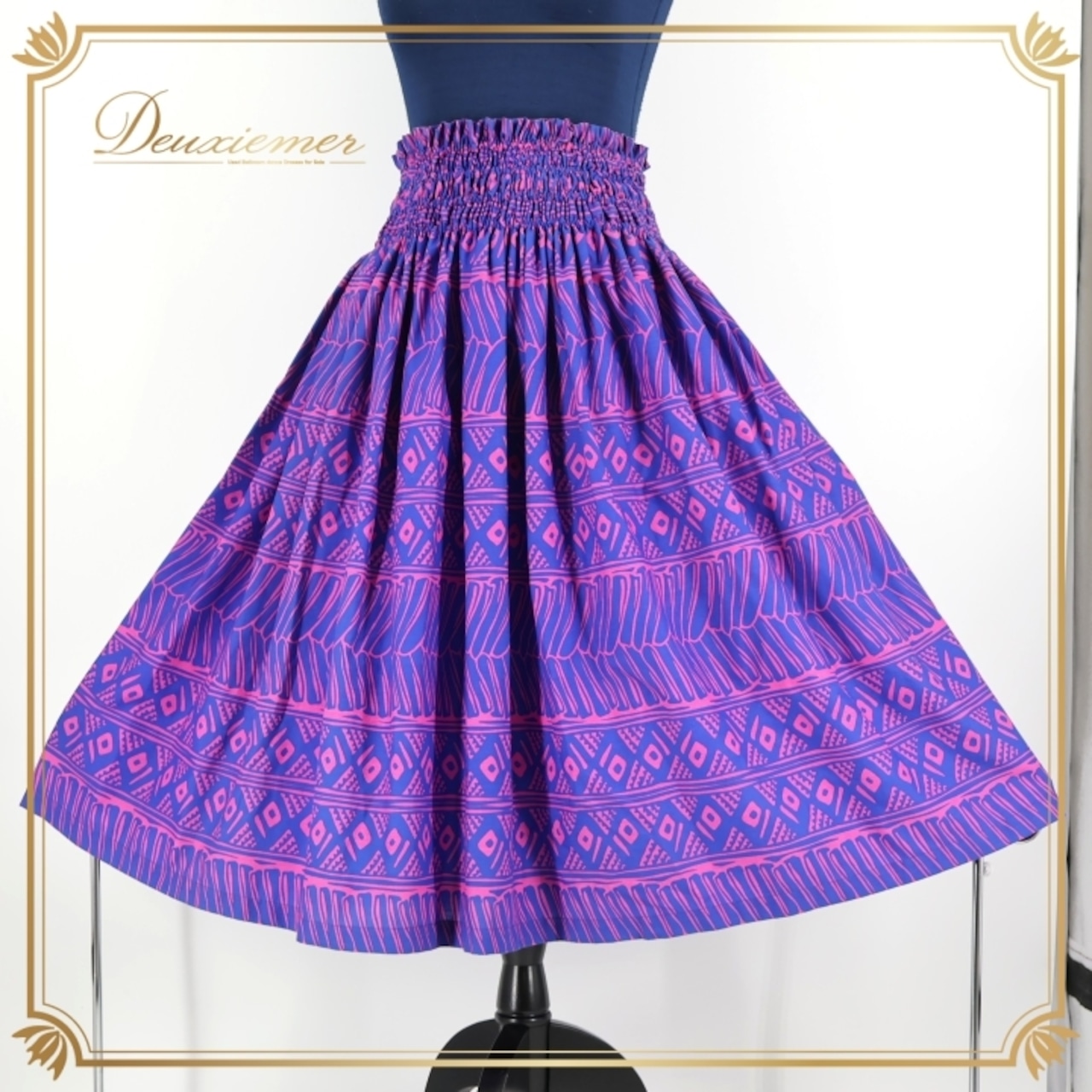 フラダンス 衣装 パウスカート ブルー系 Aloha Days シングル フラ ダンス 青 ハワイアン 日本製 華やか 鮮やか アロハ かわいい ハワイアンプリント スカート ピンク系