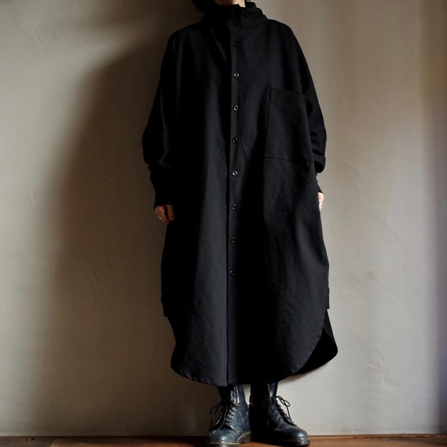 Select Item Cotton Dress Coat #black / コットン ドレス コート