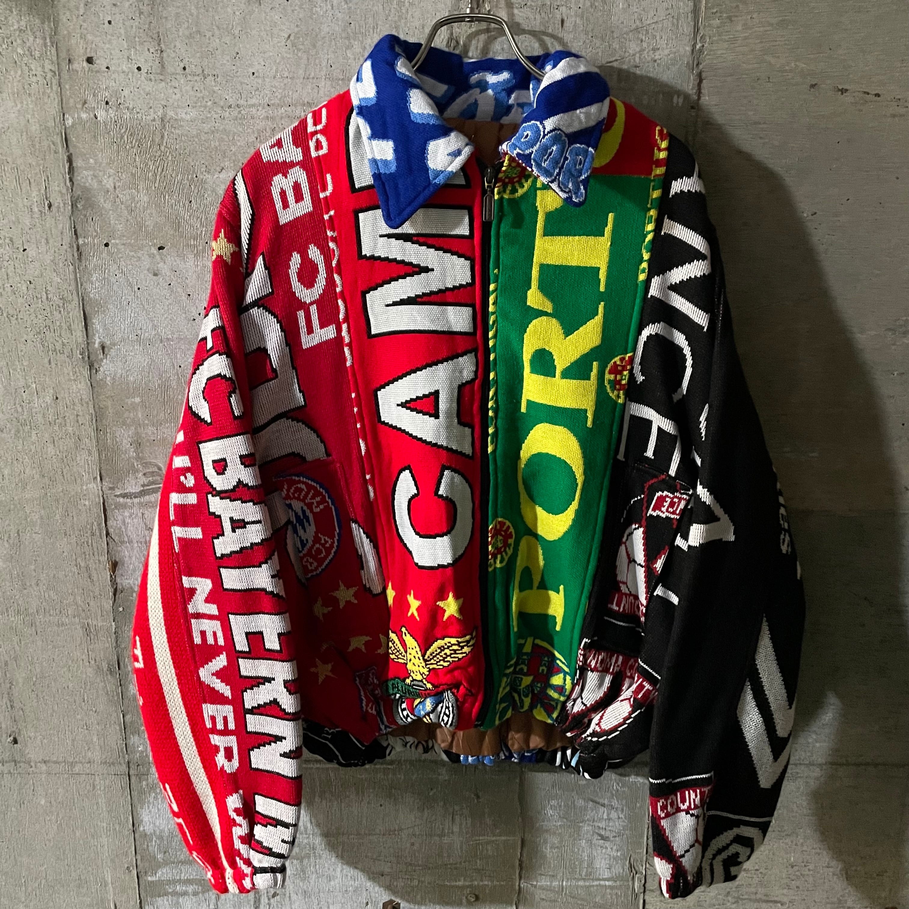vintage〗muffler docking remake design blouson jacket/マフラー 