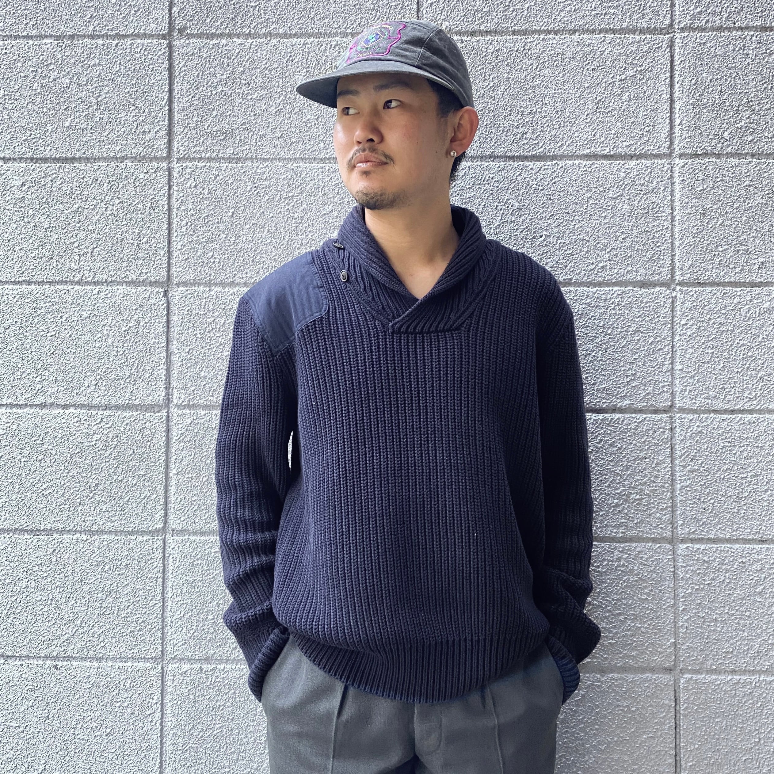 90's Polo Ralph Lauren Shawl Collar Knit L / ポロ ラルフローレン ショールカラー コットン ニット  セーター 古着 ヴィンテージ