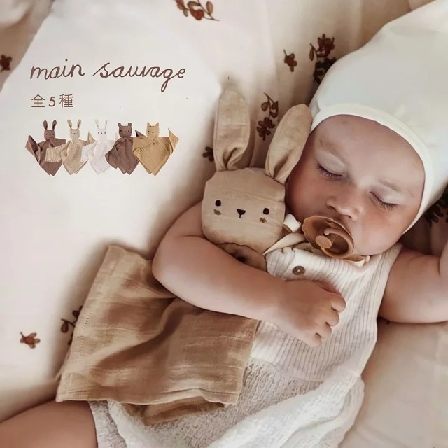 【正規販売】MainSauvage ＼着後レビューでおまけ付／ 子供 ぬいぐるみ 赤ちゃん ガーゼ タオル カドルクロス 女の子 男の子 アニマル ファーストトイ 誕生日 プレゼント 動物 クリスマス ベビー キッズ 贈り物 ギフト ソフトトイ おもちゃ ベビートイ ベビーギフト