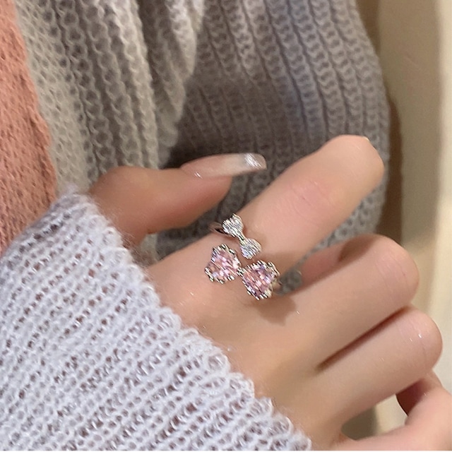 Nina甘いピンクリボンリング