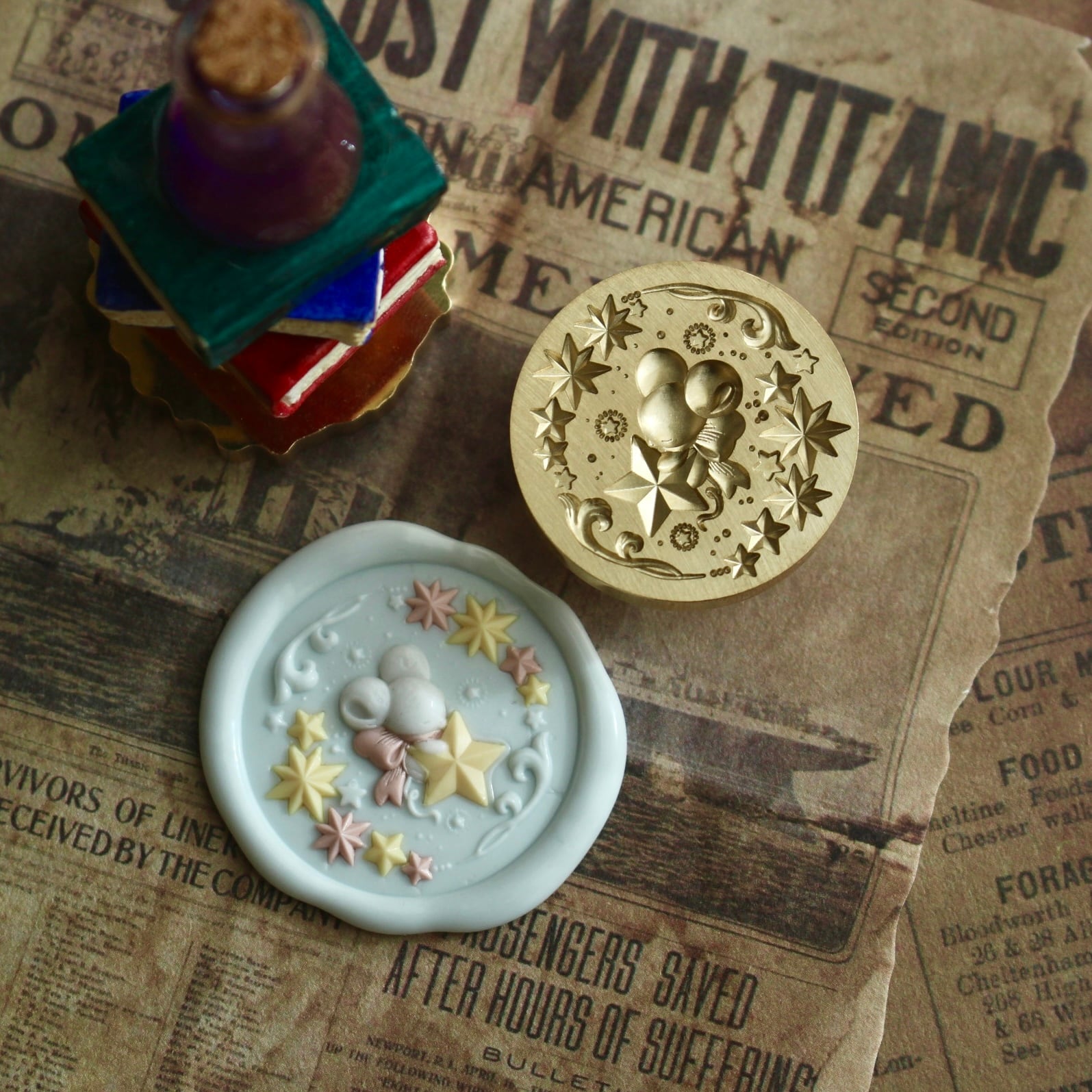 魔法コレクション】Wax Seal Stamp │ 星を抱くねずみ【28mm