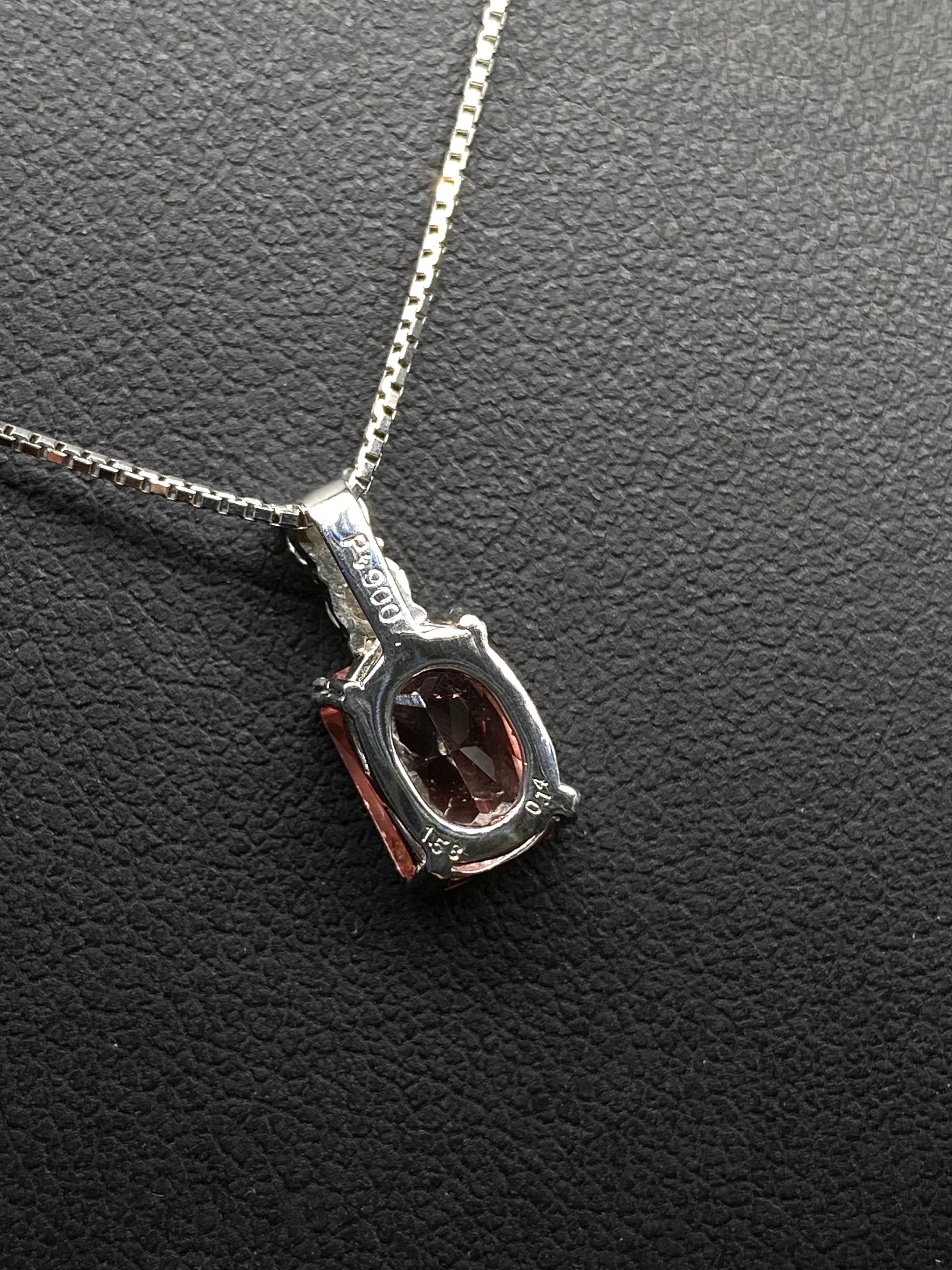 ロードクロサイト 1.58ct / ダイヤモンド 0.14ct Pt900/850 ネックレス