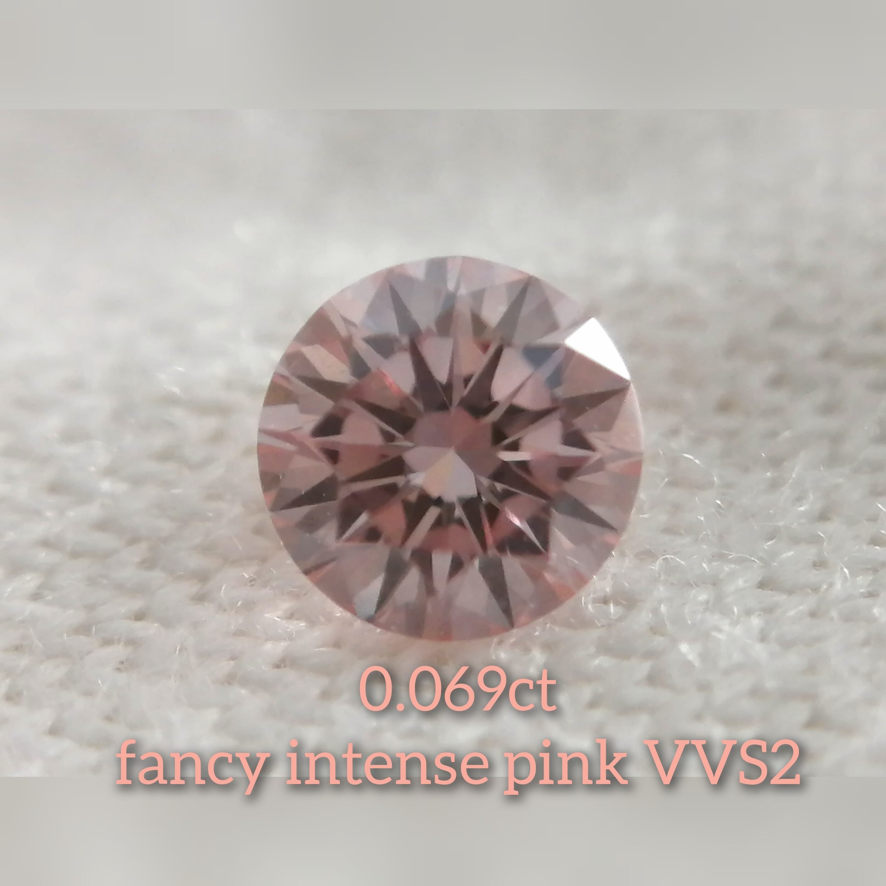 0.069ct 天然ピンクダイヤ FANCY DEEP ORANGY PINK-