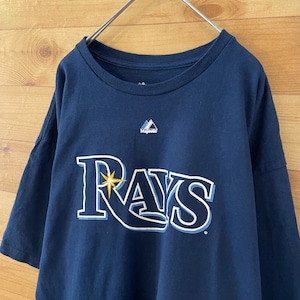 【majestic】MLB RAYS Tシャツ レイズ 背番号3 ロンゴリア ナンバリング XL ビッグサイズ US古着 アメリカ古着