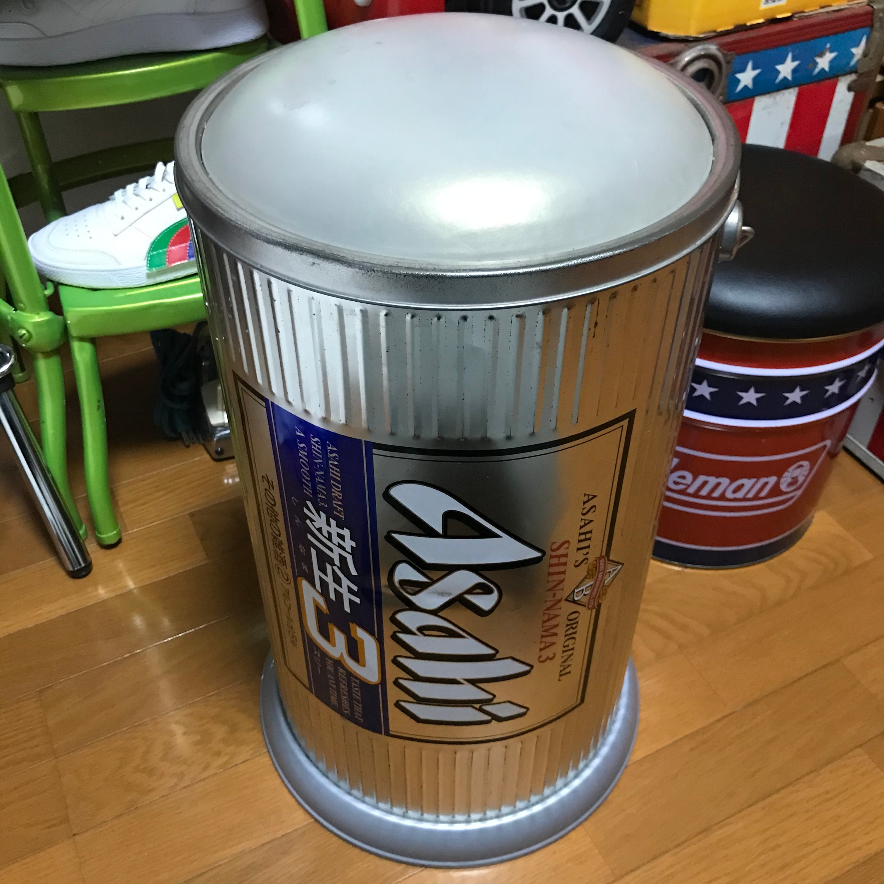 ペール缶アサヒ　スーパードライ　ペール缶　缶バケツ　缶チェアー