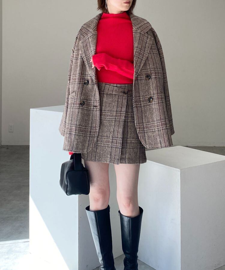 ◇即納◇グレンチェックテーラードジャケット＆スカートスタイル  