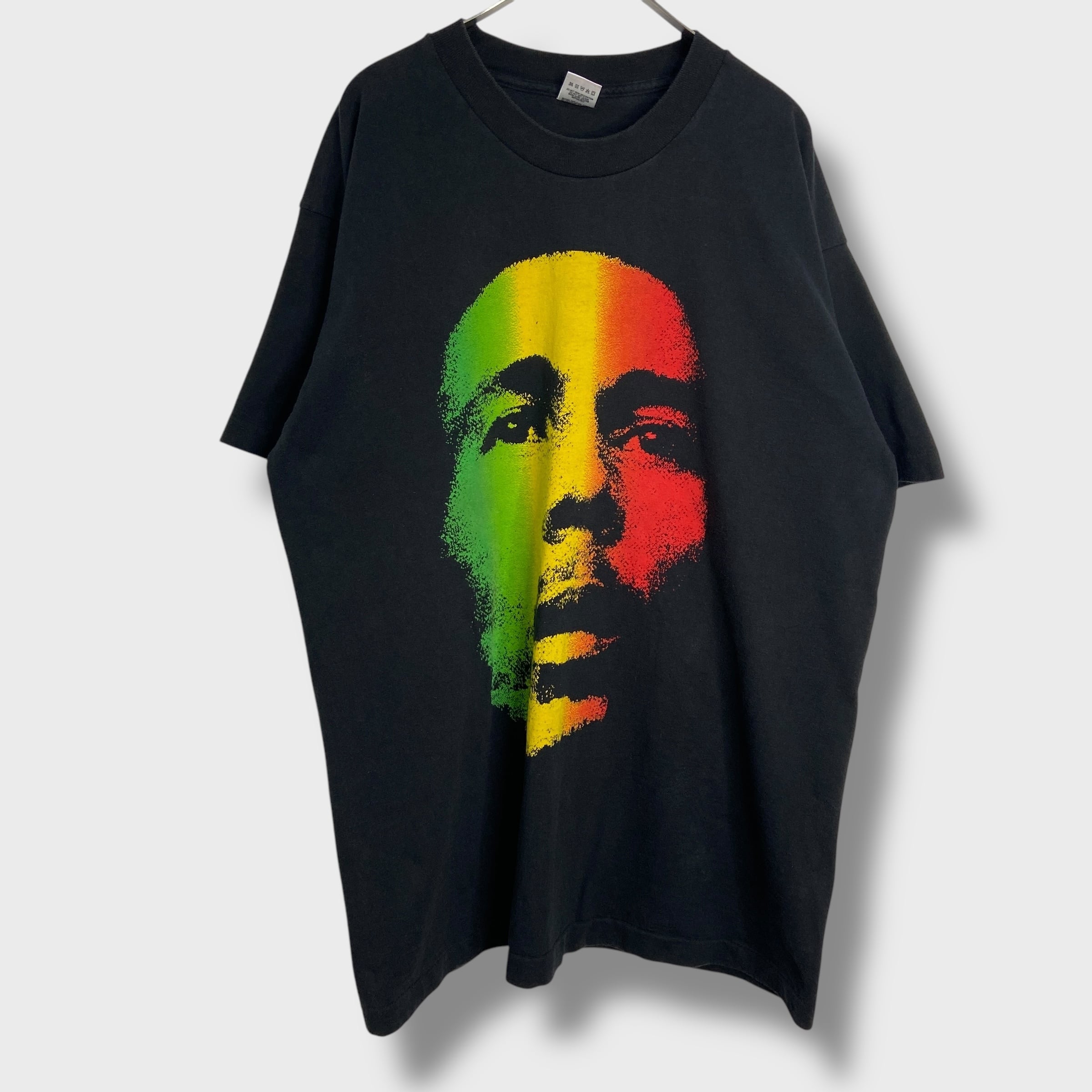 90s USA製 ボブマーリー フォトプリントTシャツ ラスタカラー 黒 XL