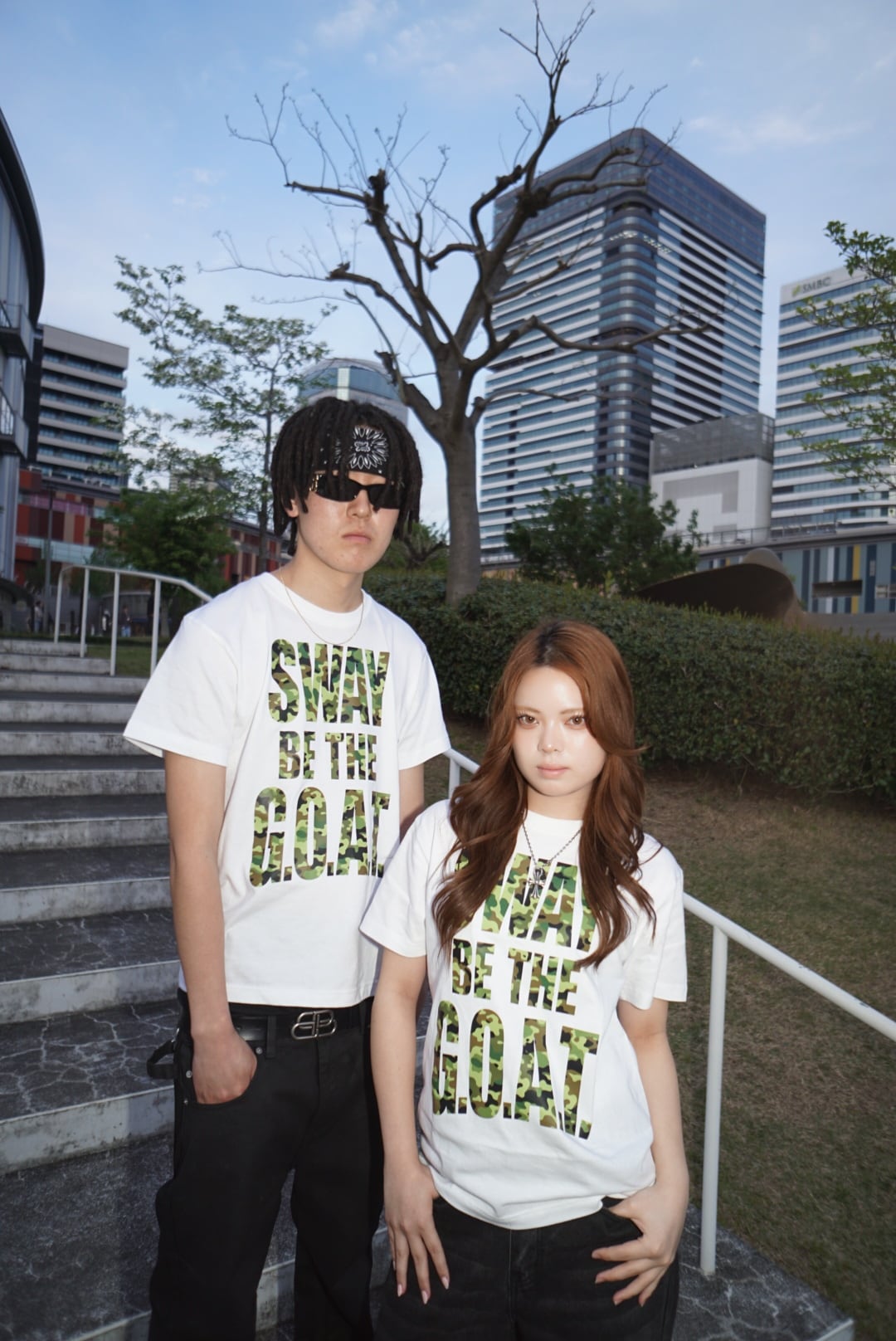 SWAY BE THE G.O.A.T. カモフラ Tシャツ BE THE G.O.A.T. Tee -WHITE- | SWAY