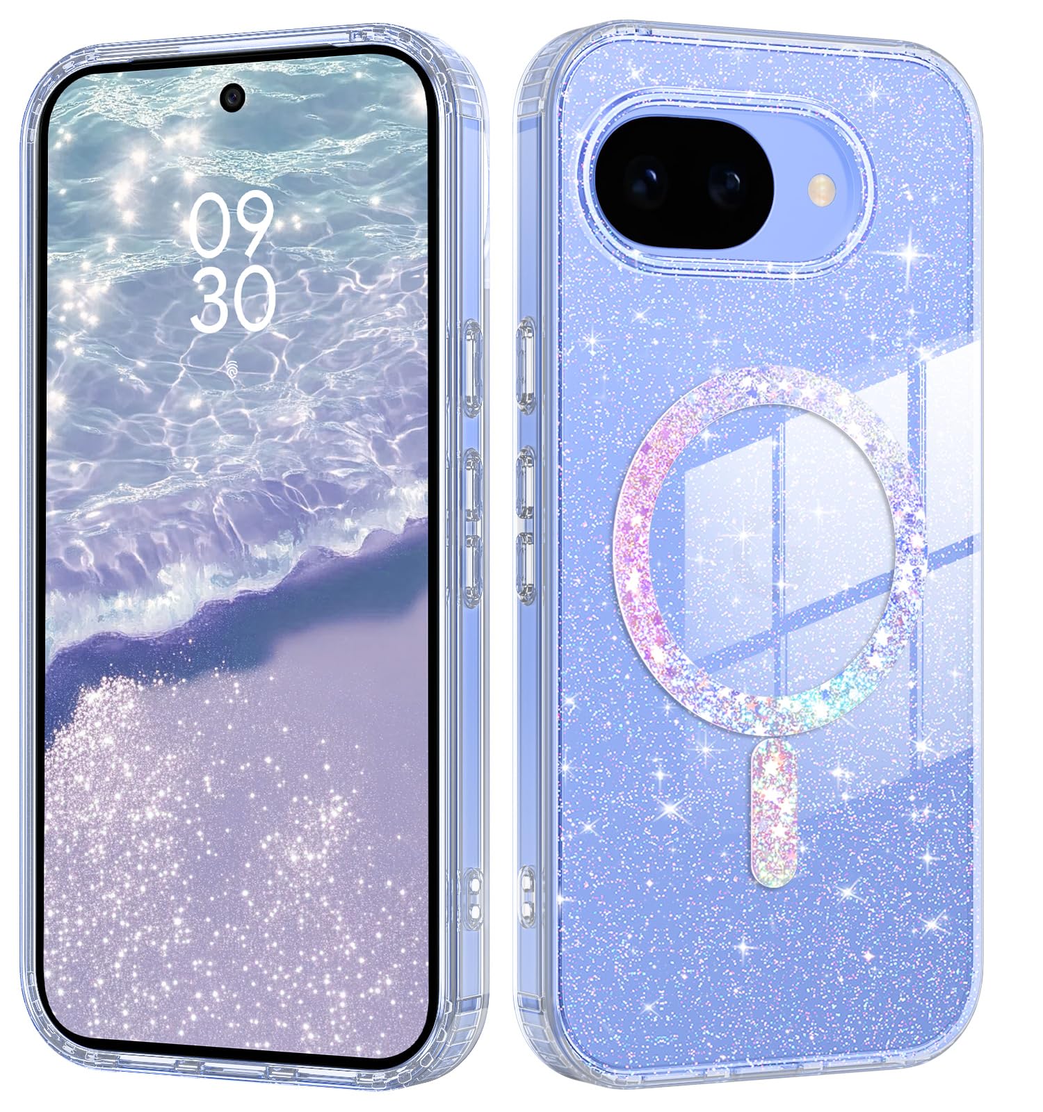 DUEDUE Google Pixel 10a ケース マグネット搭載 MagSafe対応 ピクセル 10a ケース クリア キラキラ レンズ保護 透明のデザイン 指紋防止 耐衝撃 一体型 薄型 ワイヤレス充電 全面保護