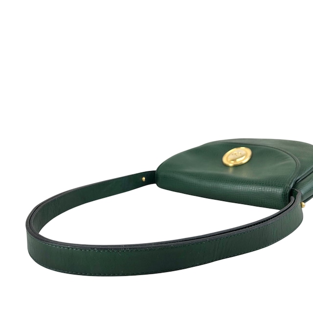 Christian Dior クリスチャン ディオール ショルダーバッグ グリーン オーバル ロゴ レザー vintage ヴィンテージ オールド gi6xyr
