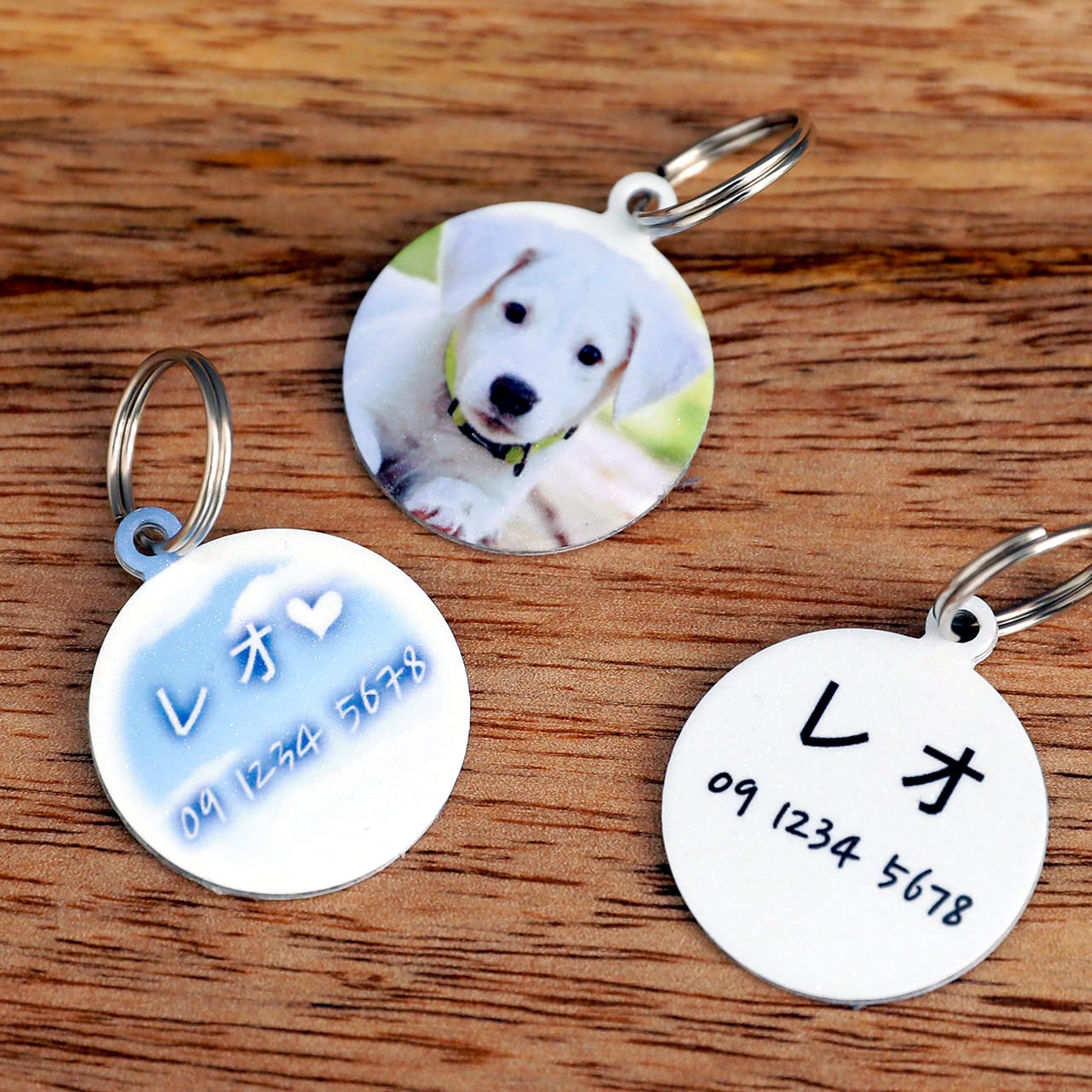 QRコード印字可能迷子札/ペット用ネームタグ B/両面印刷アルミ製(正円