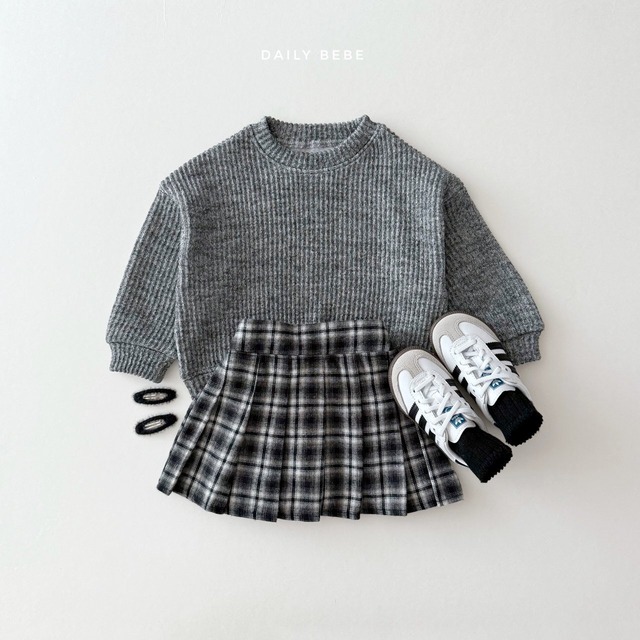 [即納M]≪DAILYBEBE≫check school skirt black 7