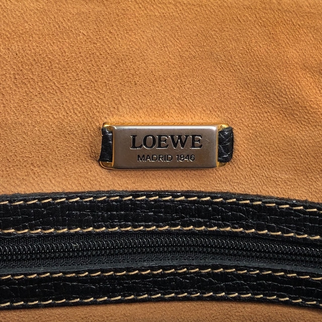 LOEWE ロエベ ハンドバッグ ブラック ロゴ型押し レザー トートバッグ 2WAY vintage ヴィンテージ オールド pfe4su
