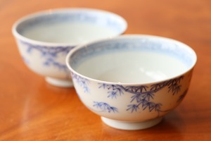 伊万里焼 染付 竹文 線描き 湯呑 向付