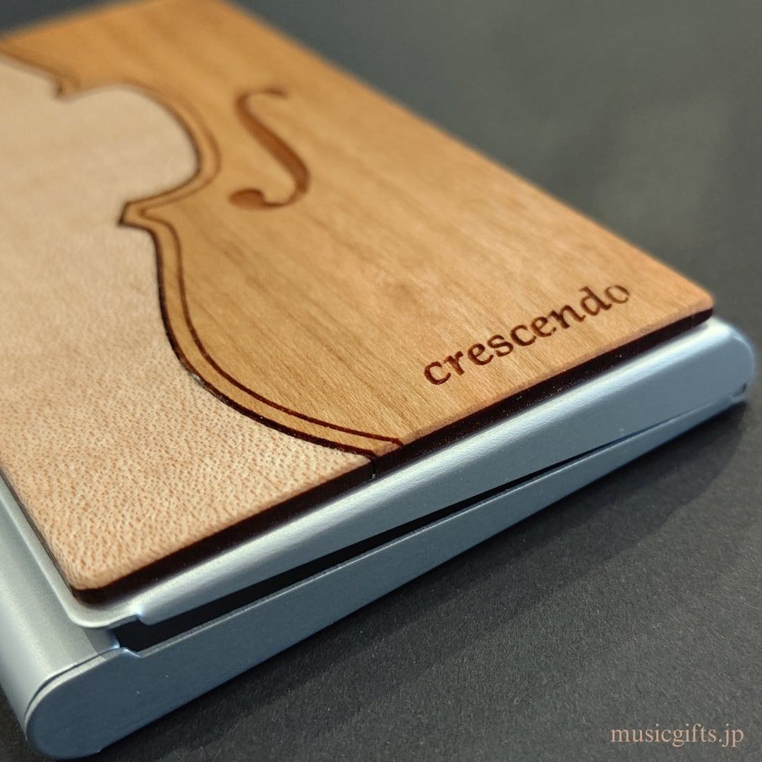 crescendo　木製モチーフのアルミカードケース（名刺入れ）弦楽器