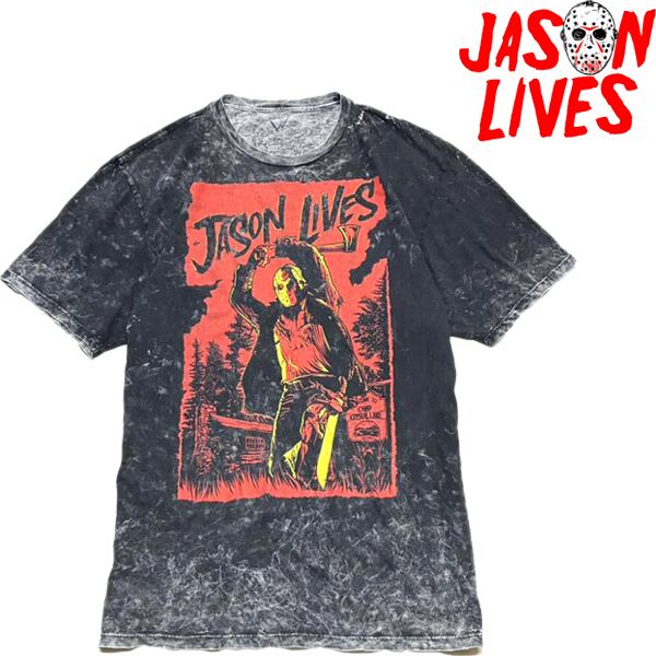 1点物◇ジェイソン13日の金曜日アシッド加工プリントTシャツ古着メンズ